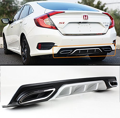 Silver Black Rear Bumper Diffuser W/Decorative Exhaust Tips - Product Imagery