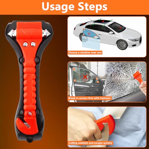 BFXM Car Window Breaker Hammer and Seat Belt Cutter 2-in-1, 2 - Product Imagery
