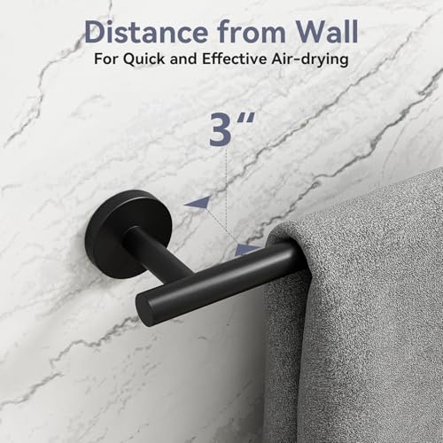 Matte Black Towel Bar, 24 Inch Bathroom Towel Rack - Product Imagery