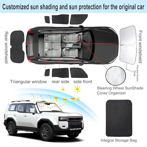 8PCS Windshield Sun Shade Custom Fit for 2024 2025 2026 Toyota - Product Imagery