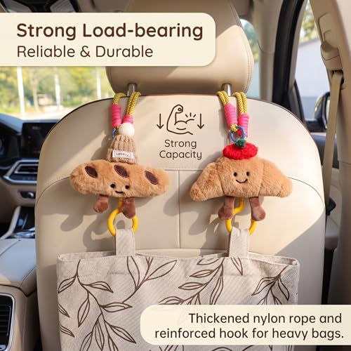 2 PCS Car Seat Headrest Hook, Croissant Baguette Shapes Storage - Product Imagery