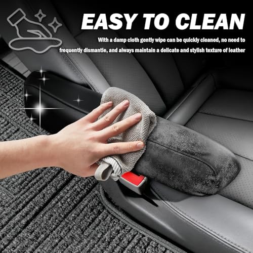 2PCS Leather Arm Rest Cover for Car with Side Pocket,Soft & - Product Imagery
