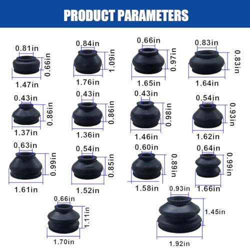 Craedli 14PCS Universal Ball Joint Boot Replacement, Rubber Tie - Product Imagery