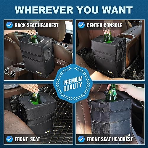 K KNODEL 2 Gallon Black Leak-Proof Waterproof Car Trash Can with - Product Imagery