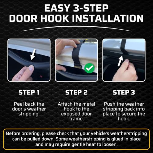 6 Door Hook Straps for Car Rooftop Cargo Carrier Tie Down, Flat - Product Imagery