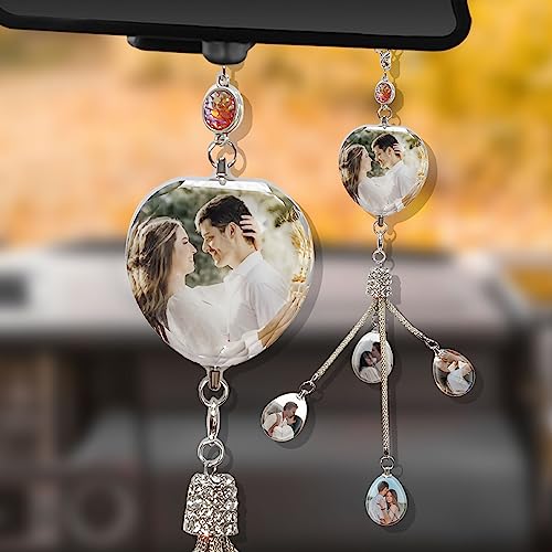 Custom Crystal Car Pendant Charms with Personalized Photos and - Product Imagery