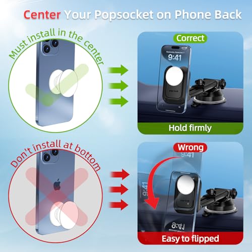 pop-tech Car Phone Mount for Pop Socket: Suction Cup Cell Phone - Product Imagery