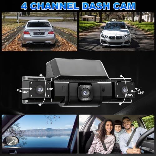 4 Channel Dash Cam Front and Rear,360°View, WiFi, APP,Dash - Product Imagery