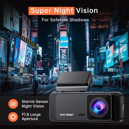 Veement 1296P Dash Cam Front, WiFi Dash Camera for Cars with App - Product Imagery