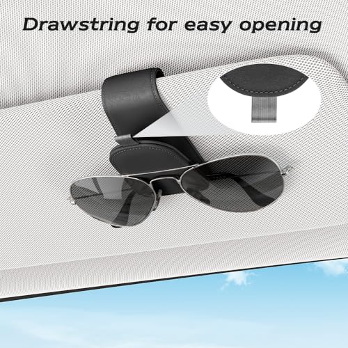 Sotfamily Magnetic Sunglass Holder for Car Visor, 2 Packs, Faux - Product Imagery
