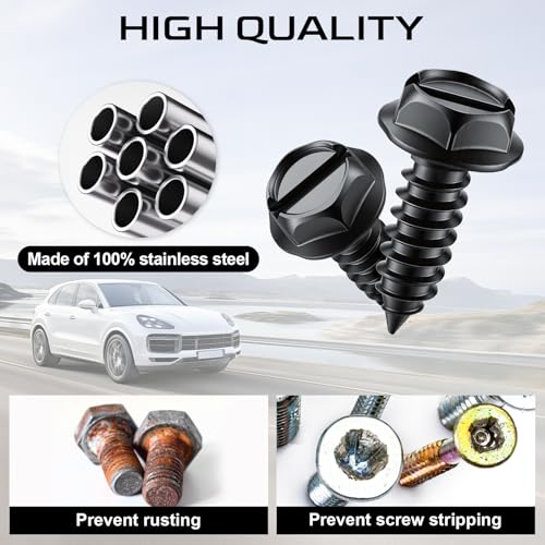 LivTee Rustproof License Plate Screws for Securing License - Product Imagery
