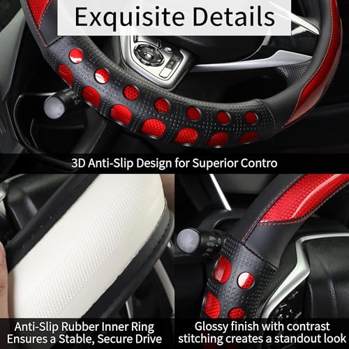 PU Leather Car Steering Wheel Cover with Anti-Slip Grip, for - Product Imagery