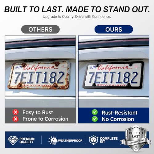 LivTee 4 Holes Stainless Steel License Plate Frames, 2 PCS Car - Product Imagery