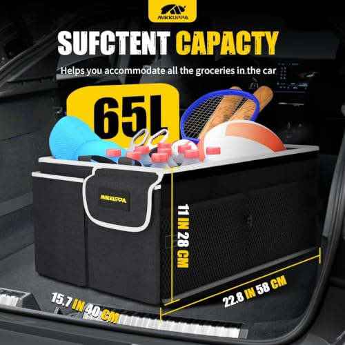 MIKKUPPA Trunk Organizer with Lid - 65L Collapsible Car Organizer - Product Imagery