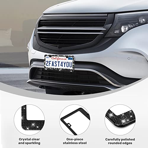 QUANQIUFEI 2 Pack Bling License Plate Frames, Sparkly Rhinestone - Product Imagery