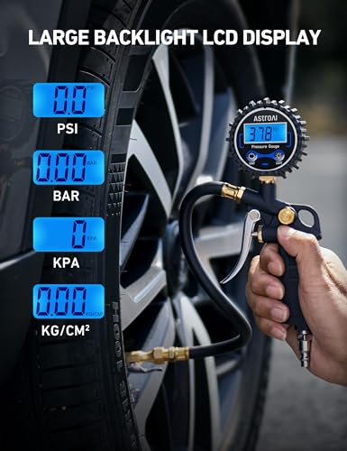 AstroAI Digital Tire Pressure Gauge with Inflator 3-250 PSI Fits - Product Imagery