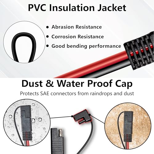 BFXM SAE Connector, SAE Extension Cable, 12v Quick Connect 12FT - Product Imagery