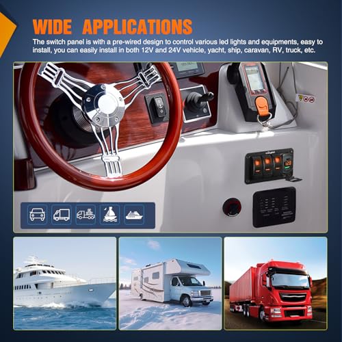 Nilight 3 Gang Rocker Switch Panel with PD Type C and USB - Product Imagery