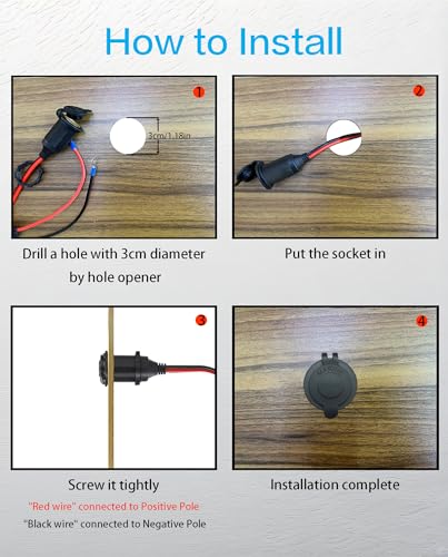 3FT 13AWG 12V Waterproof Cigarette Lighter Socket Extension - Product Imagery