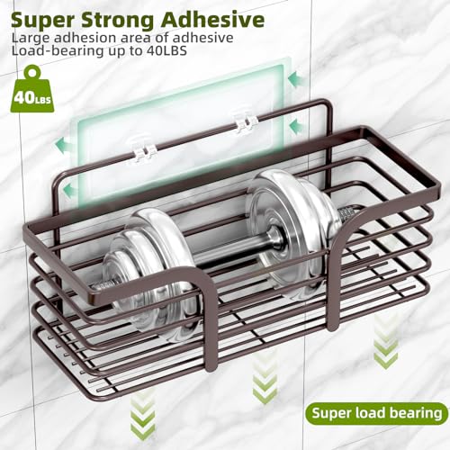 Yougai Shower Organizer with Soap Holder and Hooks, (Brown) - Product Imagery