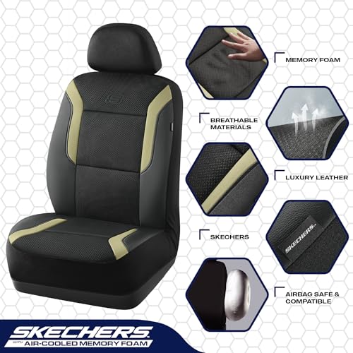 Skechers Memory Foam Car Seat Covers, Air Cool Mesh Thick Seat - Product Imagery