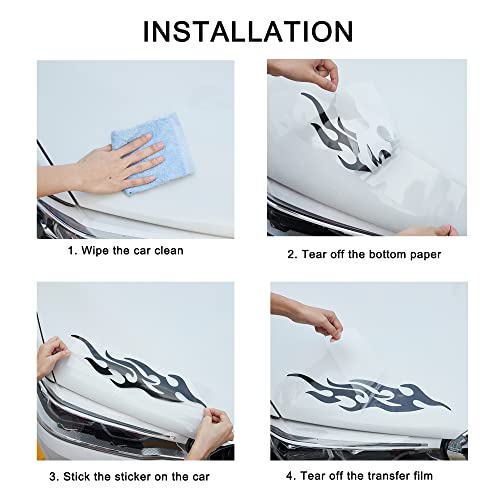 TOMALL 2 Pcs 40cm Flame Reflective Sticker for Car Flame Racing - Product Imagery