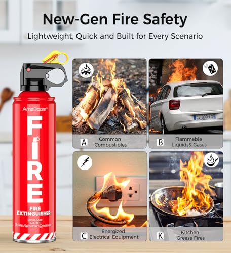 AmzBoom Fire Extinguisher for Home, Car, Kitchen, and Boat - Product Imagery