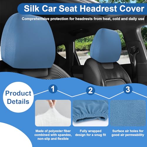 BFXM 2Pcs Car Seat Headrest Cover, Blue Flexible Car Headrest - Product Imagery