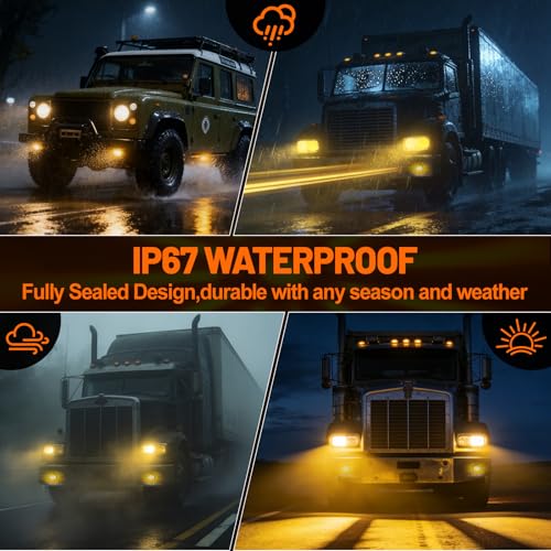 Dual Function 4Pcs Amber Watermelon Lights Strobe+Constant LED - Product Imagery