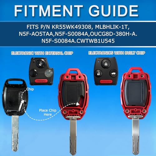 for Honda Key Fob Cover Shell Replacements - Accord - Product Imagery