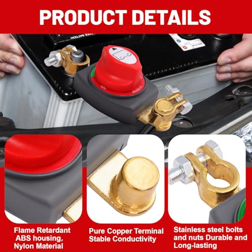 Top Post Battery Cut Off Switch 12V - 48V Volt Heavy Duty Marine - Product Imagery