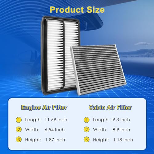 Cabin & Engine Air Filter Kit for 2019-2025 Honda Passport - Product Imagery