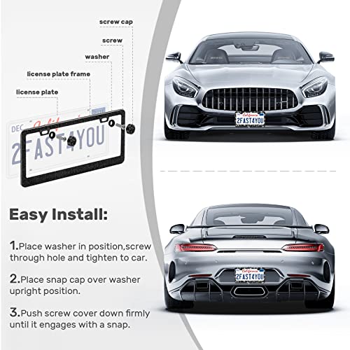 QUANQIUFEI 2 Pack Bling License Plate Frames, Sparkly Rhinestone - Product Imagery