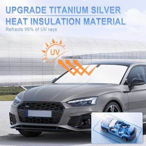 SINGARO 300T Universal Car Windshield Sun Shade, Foldable - Product Imagery