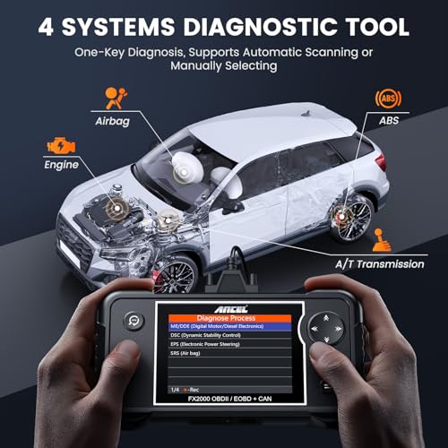 ANCEL FX2000-US OBD2 Scanner, 4-System Car Diagnostic Tool with - Product Imagery