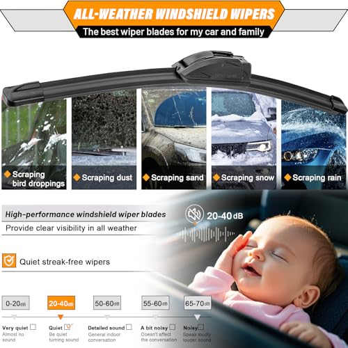 AUTOBOO Windshield Wiper Blade Replacement for Toyota RAV4 Mazda - Product Imagery