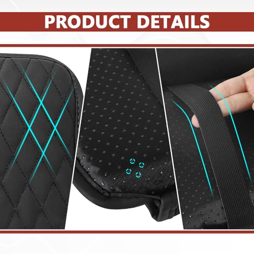 Car Center Console Cover, 12"×7.87" Armrest Cushion Pad (Black) - Product Imagery