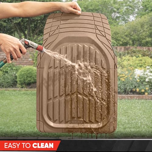 MotorTrend FlexTough Beige Car Floor Mats Rubber All Weather - Product Imagery