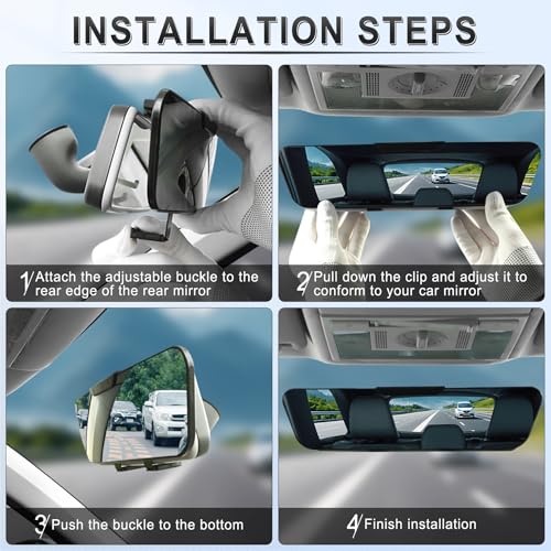 LivTee Anti Glare Rear View Mirror, Universal 12'' (305mm), Wide - Product Imagery