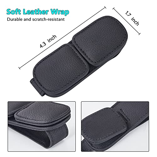 Visonx Sunglass Holder for Car Visor Clip, Magnetic Leather - Product Imagery