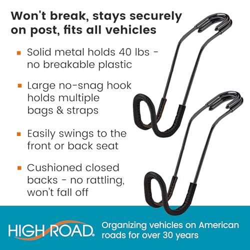 High Road Headrest Hooks for Car - Leather Car Hooks for Purses - Product Imagery