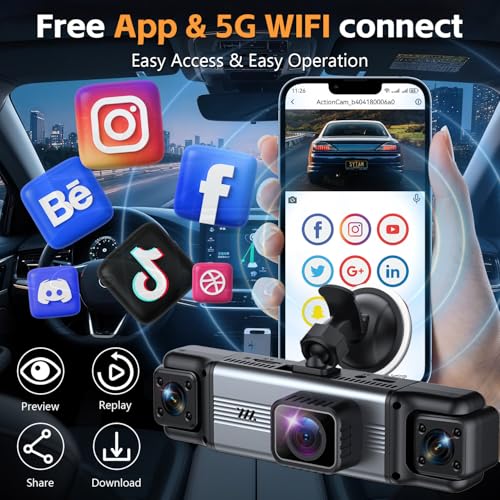 4 Channel 360° Dash Cam Front and Rear Inside Left & Right, Free - Product Imagery