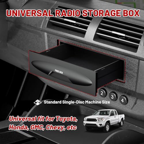 RED WOLF Car Radio Stereo Single Din Storage Box Dash Trim CD - Product Imagery