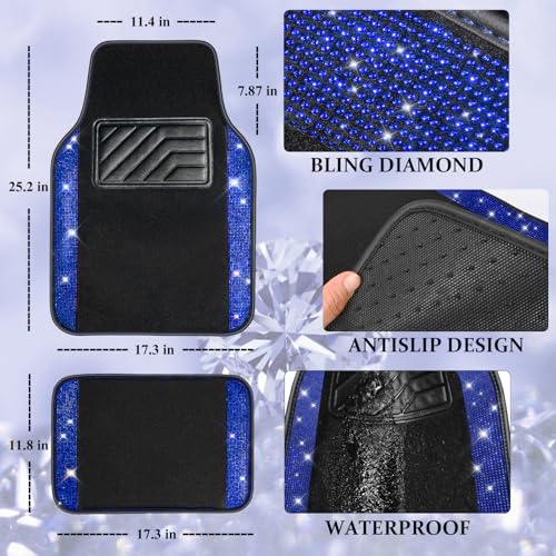 CAR PASS Bling Rhinestones Diamond Car Floor Mat,Sparkly Glitter - Product Imagery