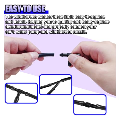 7PCS Car Windshield Washer Hose Kit, 3 Meter Washer Fluid Hose & - Product Imagery