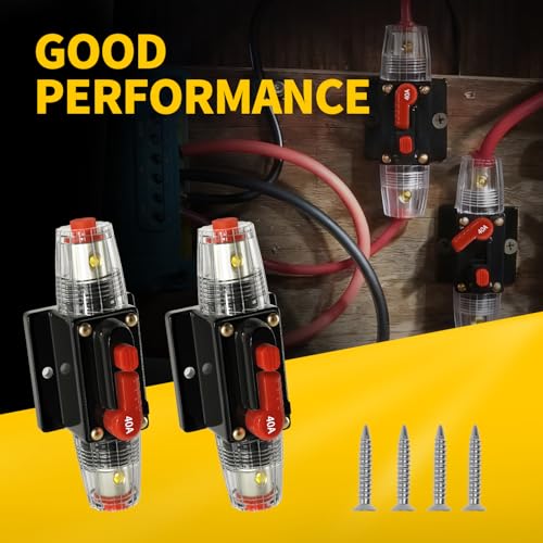 40 Amp Manual Reset Circuit Breaker DC 12-48V Waterproof Inline - Product Imagery