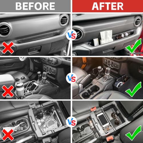 4PCS Center Console Organizer for 2018-2023 Jeep Wrangler JL JLU - Product Imagery