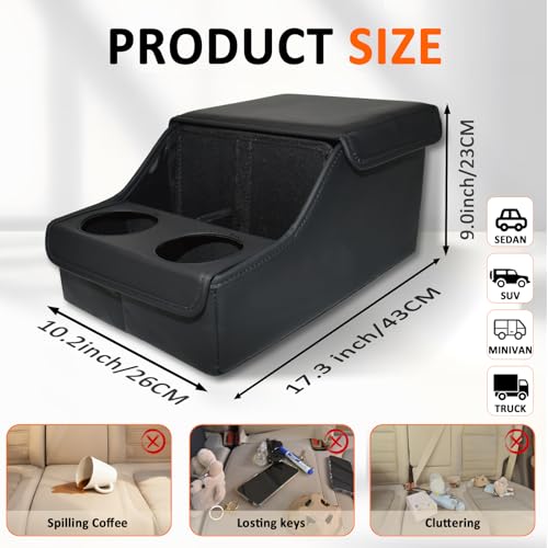 Backseat Car Organizer, Middle Seat Organizer Center Console Cup - Product Imagery