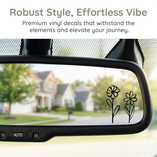 WZP 4PCS Flower Rear View Mirror Sticker, Cute Flowers Rearview - Product Imagery