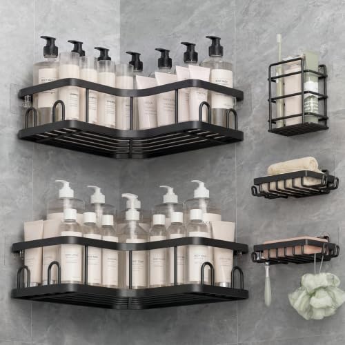 Veken Large Capacity Corner Shower Caddy 5-Pack, Advanced - Product Imagery